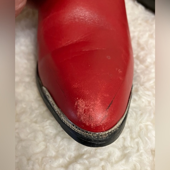 Women’s Cowgirl Red Silver Trim Western Slouch Ankle Size 7 - Picture 4 of 14